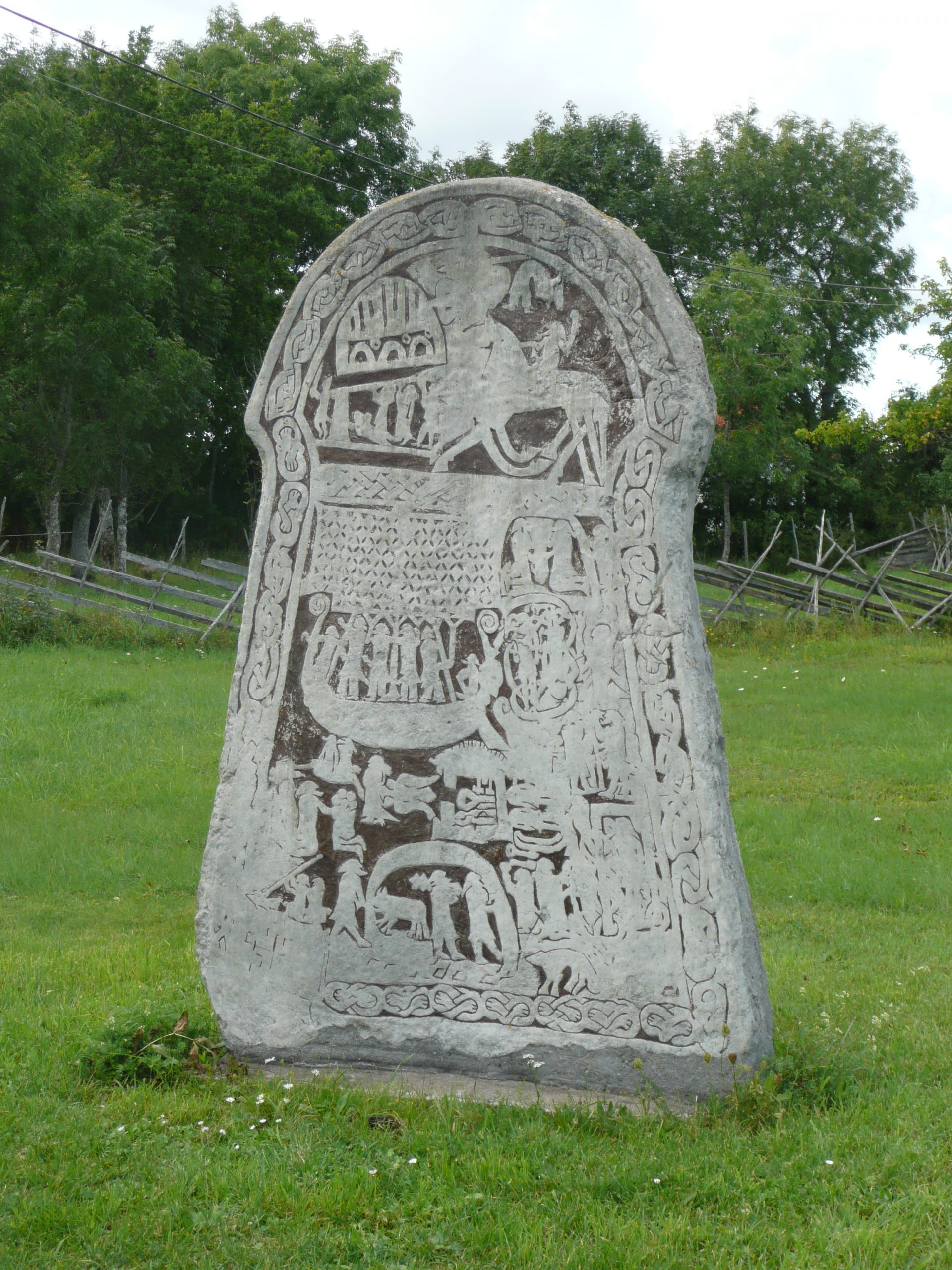 Concrete replica of Ardre picture stone, Gotland, Sweden (c) Sally Foster