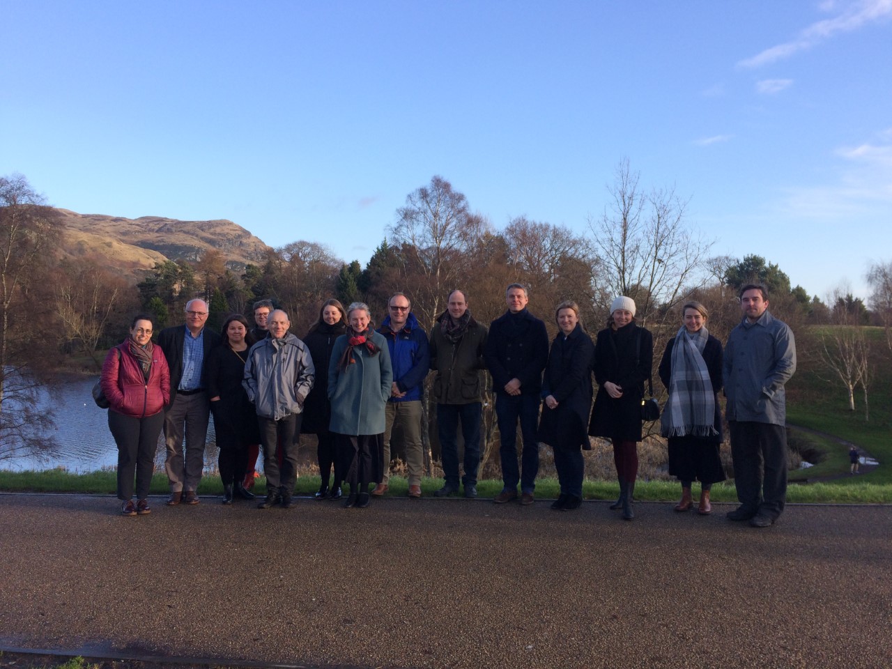 International attendees of 8 January 2020 workshop at Stirling University: Historic replicas in north-west Europe - current research, future prospects. Photograph taken by a passing student of the University of Stirling